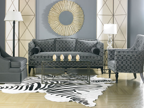 Contemporary Sofa - Blue Fabric