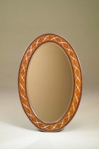 Mother of Pearl and Brass Inlaid Oval Mirror Mother of Pearl and Brass Inlaid Oval Mirror