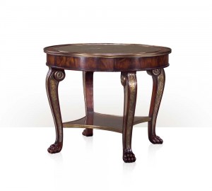 A mahogany and eglomise panelled entry table or foyer table
