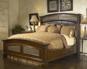 Leather and Brass Antique Hammered Bed