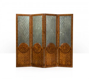 Furniture Eglomise Floor Screen in Argentian Walnut