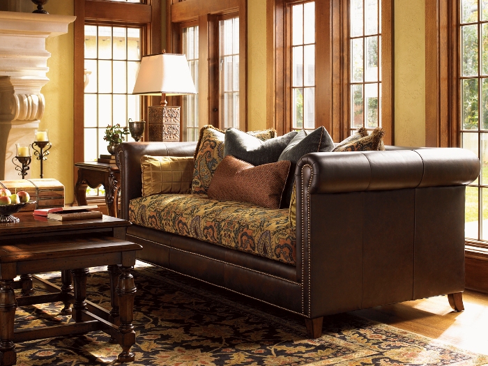 Leather and Fabric Sofa - Colorado Style Leather and Fabric Sofa - Colorado Style