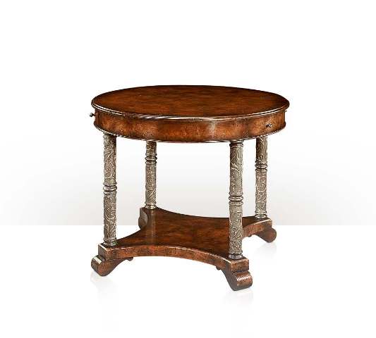 Repoussé Silvered Column Entry Table Repoussé Silvered Column Entry Table