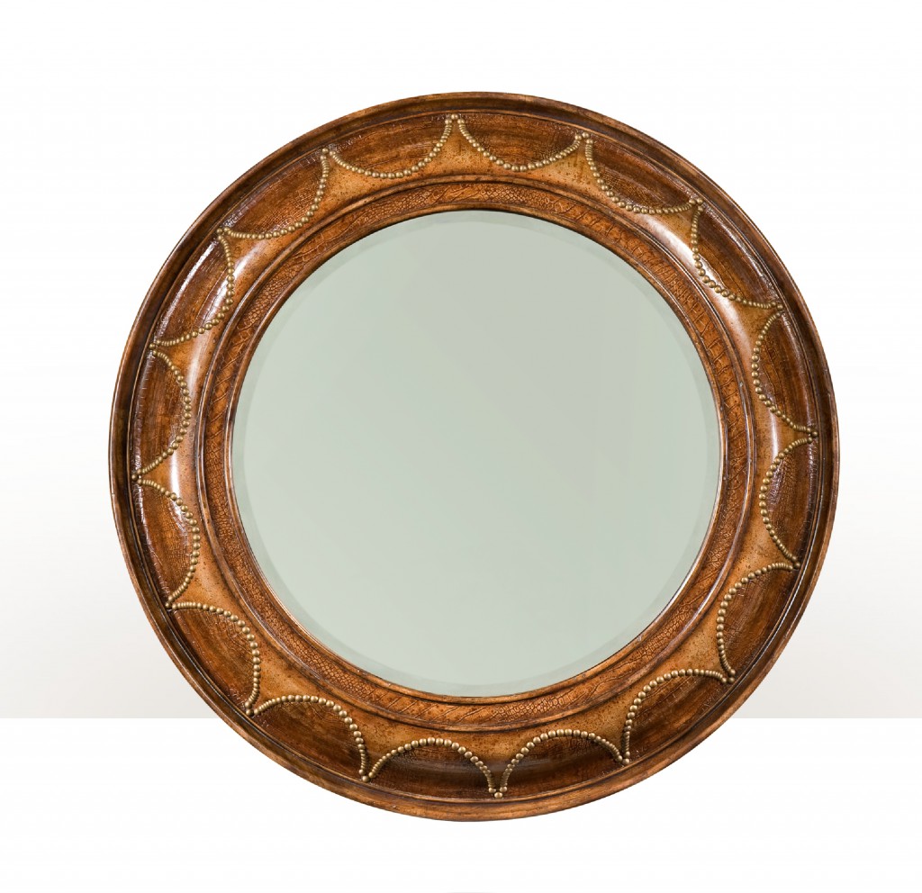 Crocodile embossed leather wall mirror Crocodile embossed leather wall mirror