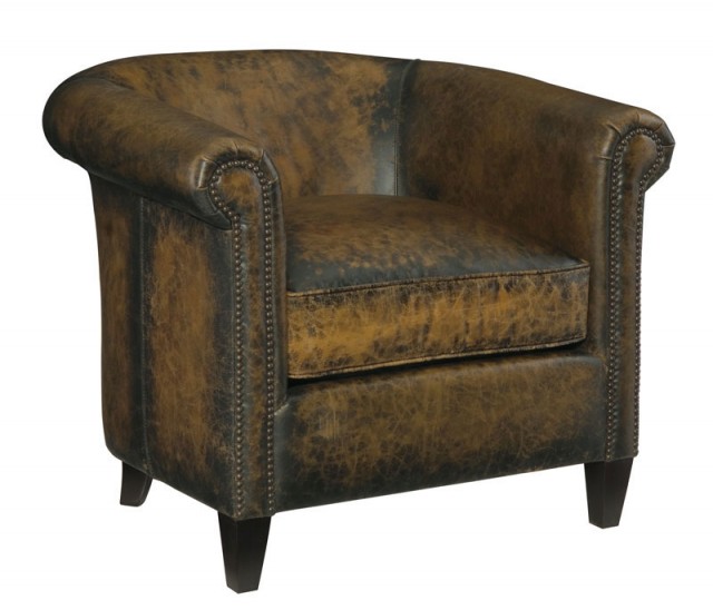 Barrel Back Leather Chair