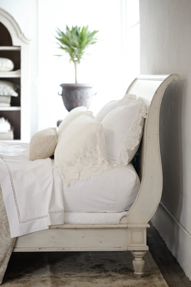Vintage White Sleigh Bed