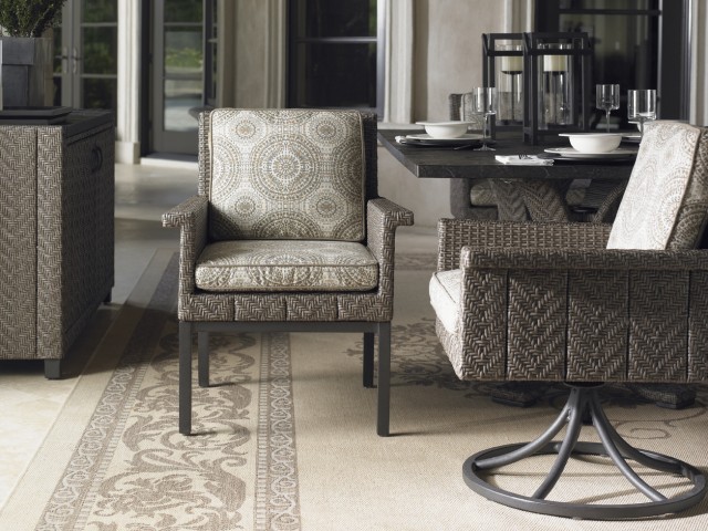 Defined by its distinctive channeled herringbone design of all-weather wicker, the savvy styling, clean contemporary lines and luxe comfort creates a new benchmark for today’s al fresco entertaining.  Aluminum frames feature a unique textured finish, covered in an exclusive Tommy Bahama coloration of synthetic wicker that fuses five distinct hues into each strand. Weatherstone™ tops replicate the look and texture of natural slate, while plush WeatherGuard™ cushions provide remarkable comfort and durability.  Come explore Colorado's largest selection of Tommy Bahama Outdoor Furniture. 