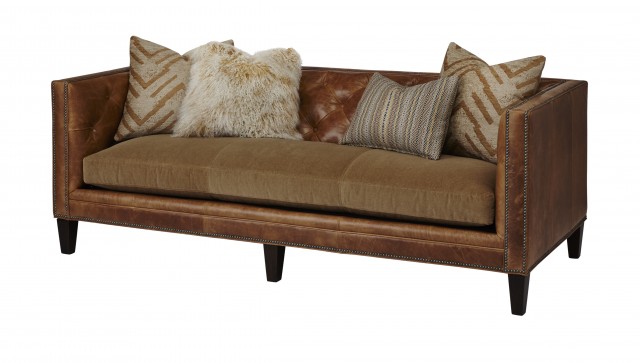 Tufted leather sofa