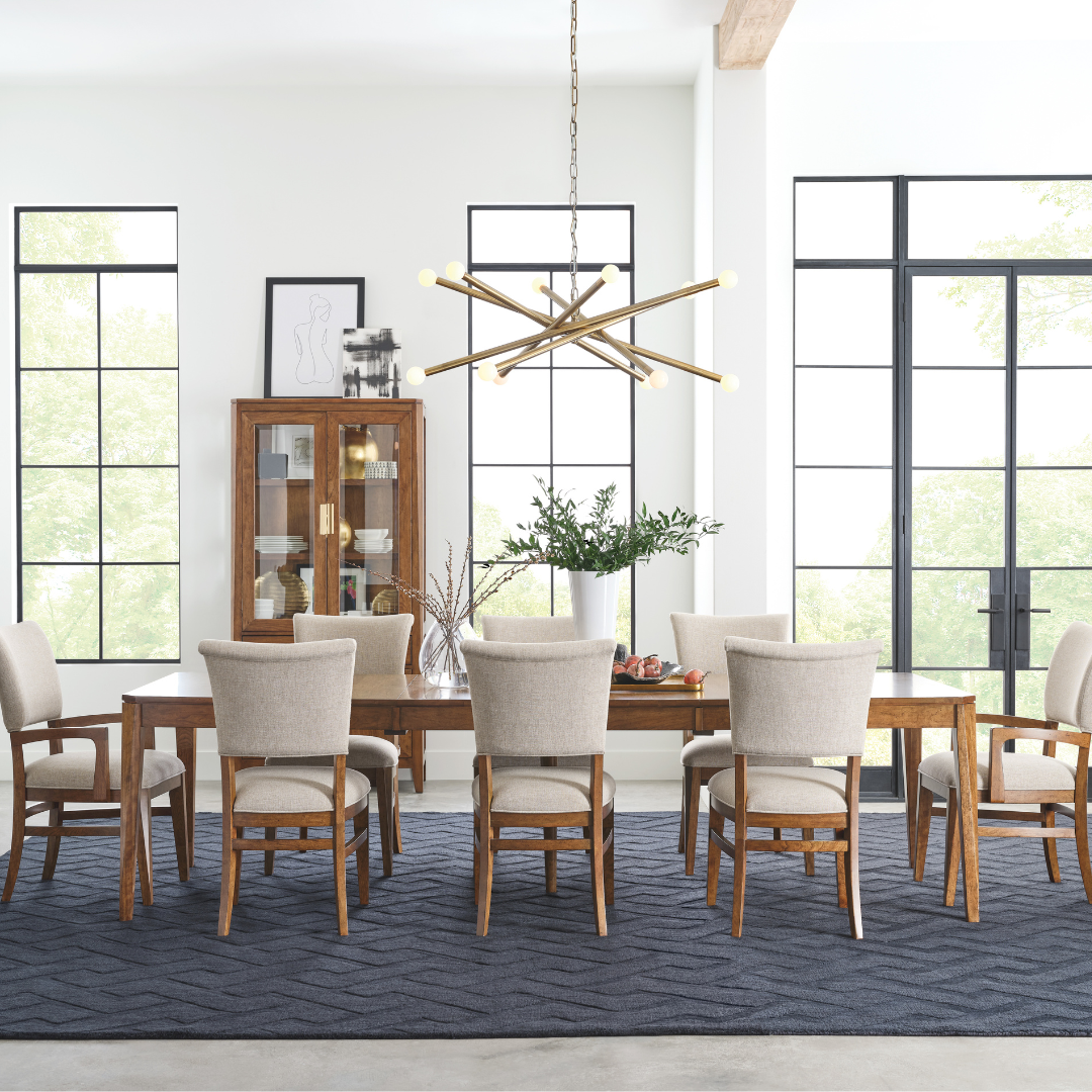 Large rectangular wood dining table for luxury Denver dining room